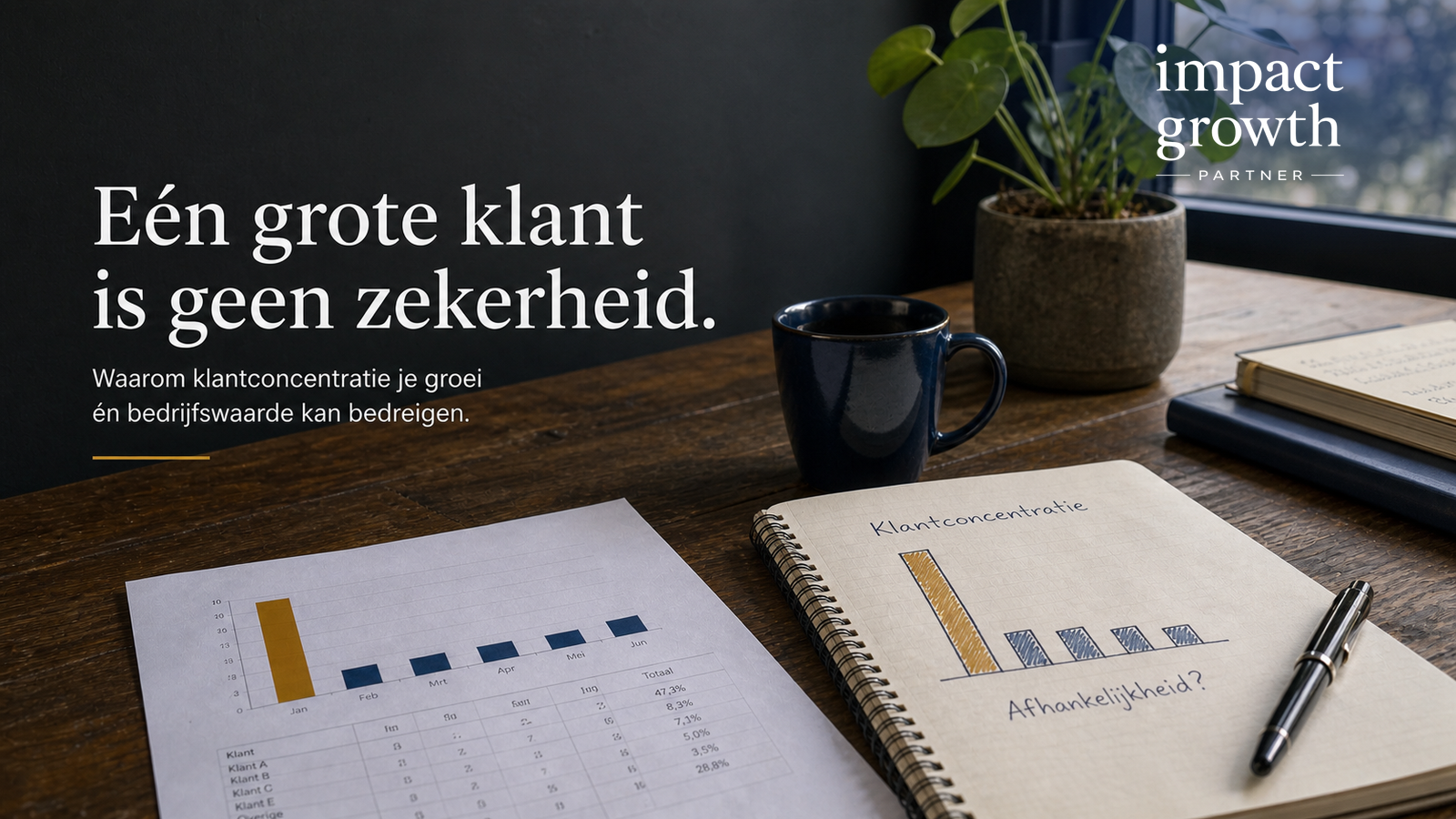 Eén grote klant is geen zekerheid: klantconcentratie kan groei en bedrijfswaarde bedreigen bij een artikel van Mylène Duurland van Impact Growth Partner